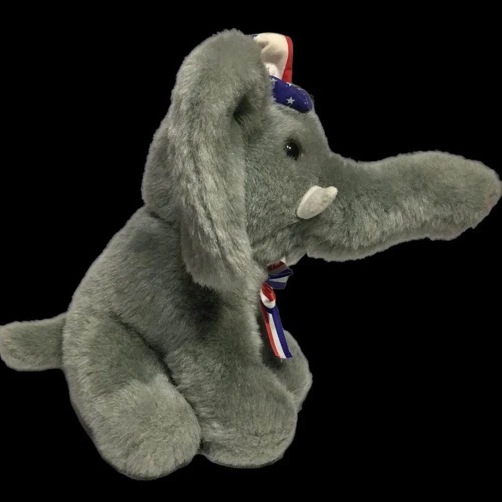 Gibson Greetings Elephant Plush Republican Election Vintage 1996 Gray Souvenir - Picture 2 of 9